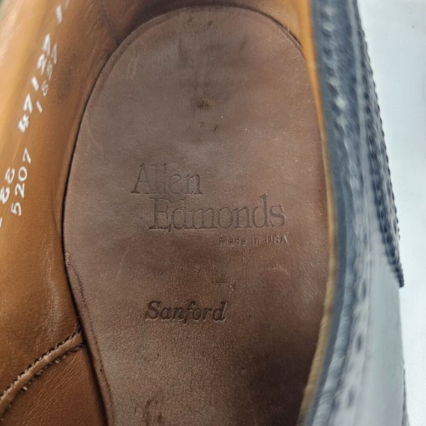 Allen Edmonds Mens Sanford Dress Shoes Size 8.5 EE Wide Black Oxfords Cap Toe
