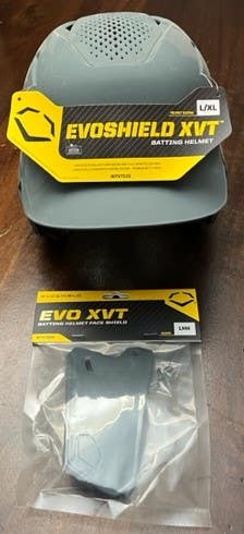 New L/XL EVO EVT Batting Helmet - Matte Gray/Charcoal with face shield