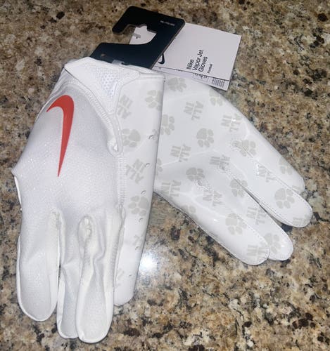 New Nike Vapor Jet Clemson Tigers Team Issue Receiver Gloves White Size XXL NCAA