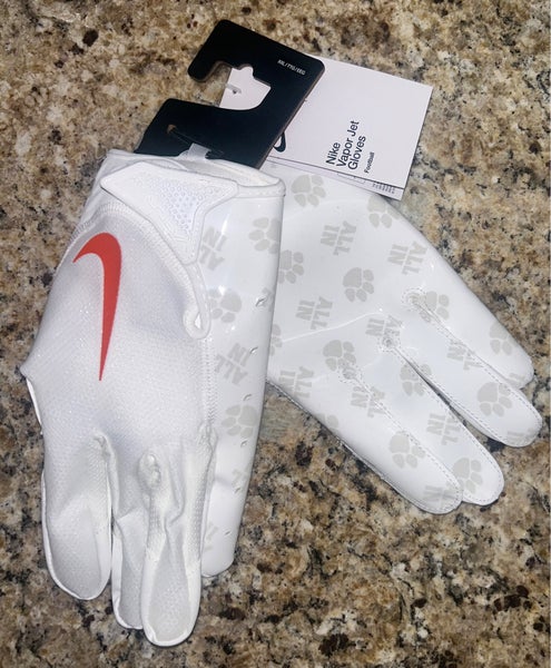 New Nike Vapor Jet Clemson Tigers Team Issue Receiver Gloves White