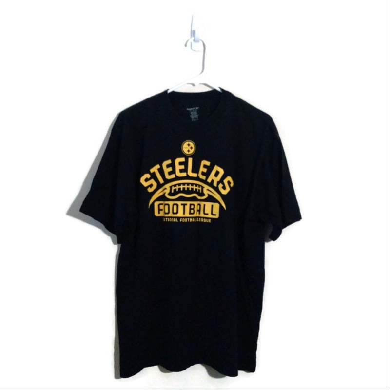 Reebok NFL Pittsburgh Steelers Football Black Short Sleeve T-Shirt Large