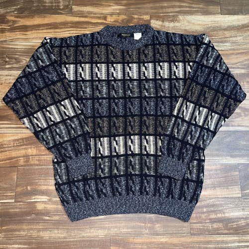 Vintage 90s Bachrach Mens XL Abstract Geometric Pattern Acrylic Wool Sweater