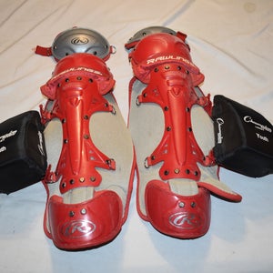 Rawlings Baseball Catcher's Leg Guard w/Pads, Red, Good Condition!