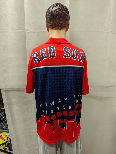 Boston Red Sox Polo Shirt mens Large Blue Majestic MLB Baseball Short Sleeve