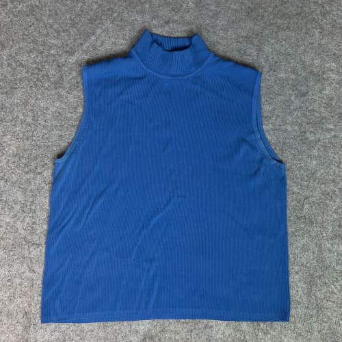 Dress Barn Womens Sweater Extra Large Blue Tank Ribbed Sleeveless Top Casual