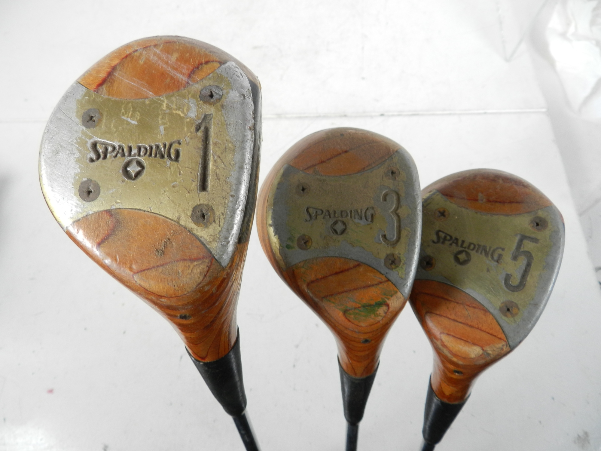 Vintage SPALDING Golf Club Wood Driver Set 1, 3 & 5, Steel Shaft, RH