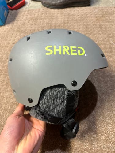 Used Grey/yellow Medium Shred Helmet FIS Legal