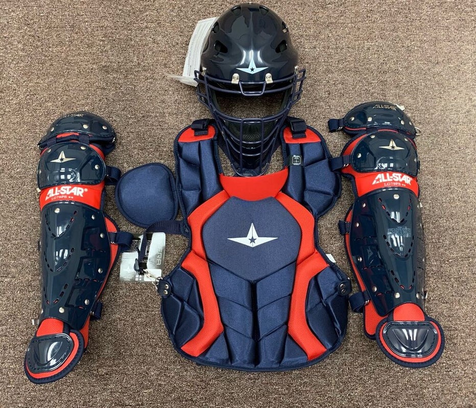 All Star Players Series Youth 10-12 Catchers Gear Set - Black Red