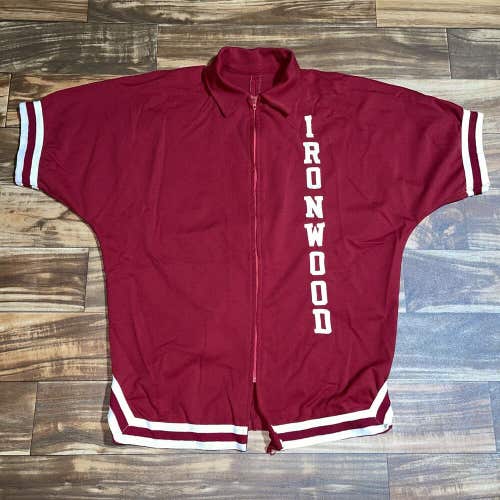 Vintage Ironwood Michigan Devils Rawlings Full Zip Athletic Jersey Shirt Size 38