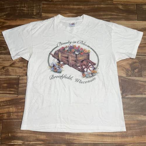 Vintage 1996 Beauty In Bloom Brookfield Wisconsin Floral Wagon T-Shirt Sz Large