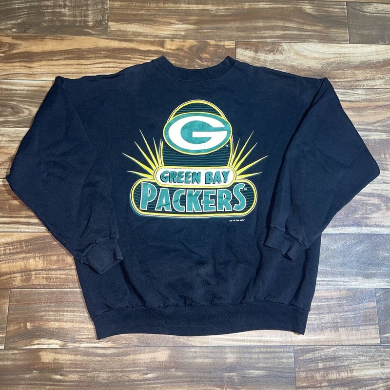 Unisex Vintage Black Green Bay Packers Sweatshirt - The Vintage Twin