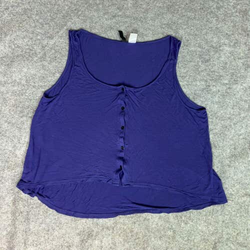 H&M Womens Shirt 12 Purple Tank Top Button Front Oversized Lightweight Stretch