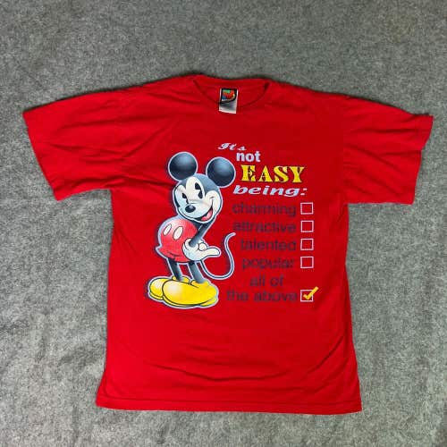 Vintage Mickey Unlimited Mens Shirt Medium Red Short Sleeve Tee Disney Mouse Top