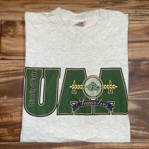 University Of Alaska Seawolves Vintage 90s Mens XL Single Stich Graphic T-Shirt