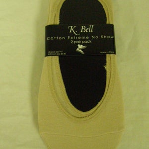 K. Bell Cotton Extreme No Show Socks 2pk 9-11 Tan NEW
