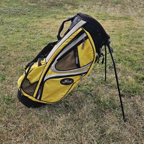 King Cobra Golf Stand Carry Bag Yellow White Black 6 Way Divider 8 Pocket