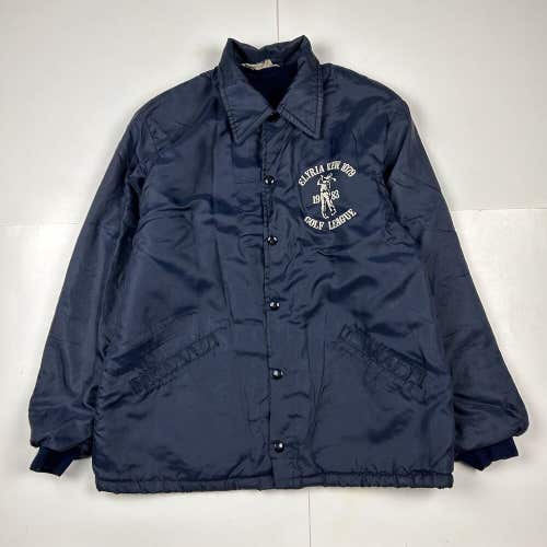 Vintage Elyria V.F.W 1079 Golf League Fleece Lined Windbreaker Jacket Blue Sz L