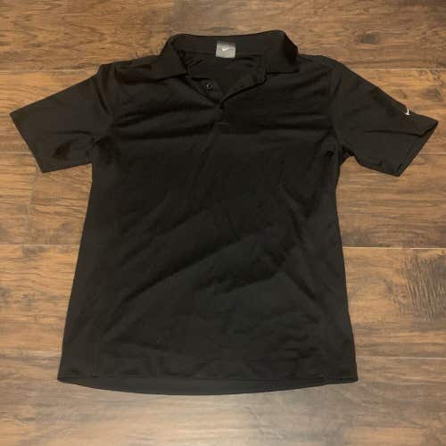 Nike Golf Dri Fit Performance Sportswear Men's Black Button Up Polo Shirt Sz M