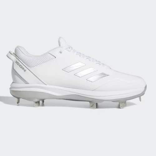 new mens 10 Adidas Icon 7 bounce white/silver metal Baseball Cleats FZ1557