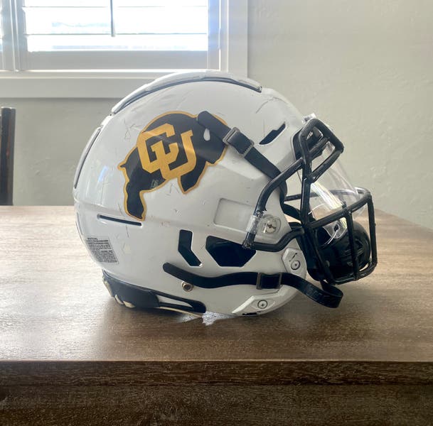 colorado buffaloes football helmets (Alternate 3) Mini Helmet — T-Mac Sports Colorado Buffaloes Custom Liquid Smoke