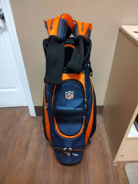 Wilson Denver Broncos 14 Divider Golf Cart Bag Blue/Orange Raincover  Headcovers