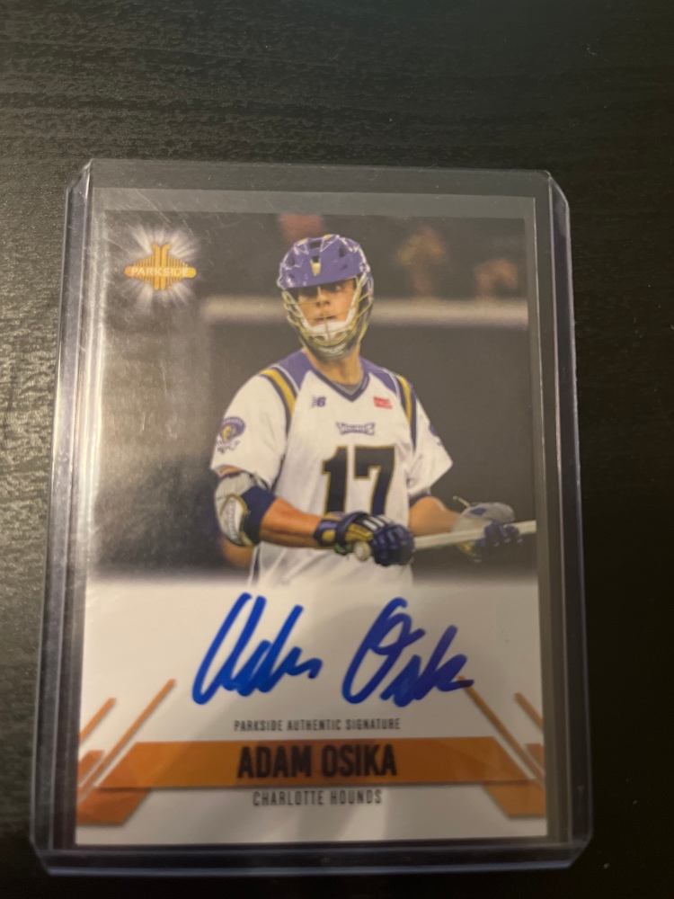 Autographed Adam Osika Parkside MLL trading card