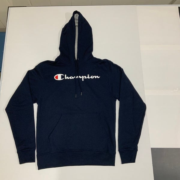 Champion Unisex Hooded Pullover Graphic Logo Sweatshirt - Navy Blue - Adult Small