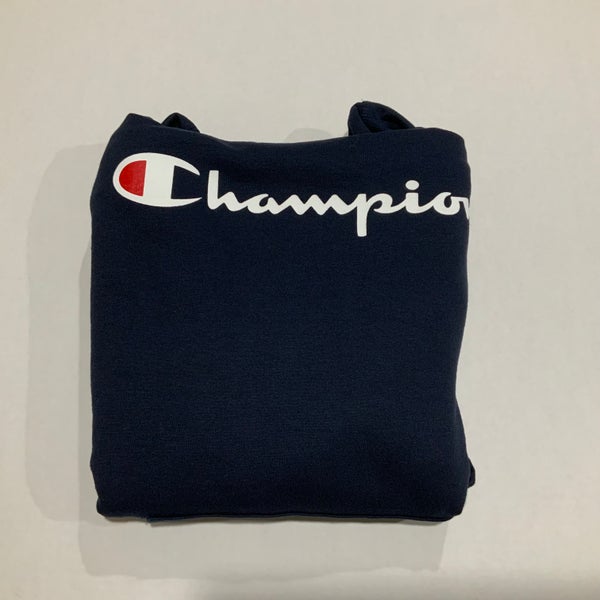 Champion Unisex Hooded Pullover Graphic Logo Sweatshirt - Navy Blue - Adult Small
