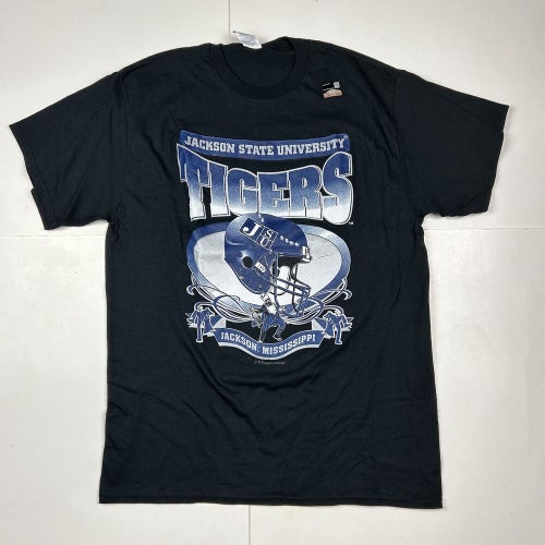 Y2K Jackson State University Tigers Football Black T-Shirt HBCU Sz Large