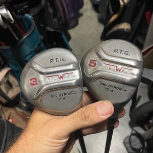 Answer golf woods 3/5 in right hand  Graphite