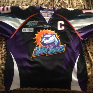 Authentic Team Issued Orlando Solar Bears Jersey #19 Della Rovere Captain ECHL On-Ice Specs