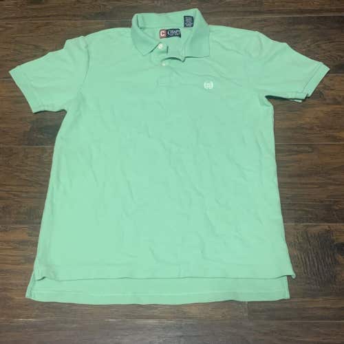 Chaps Men's Light Green knit Button-Up Polo Casual Golf Short Sleeve Shirt Sz M