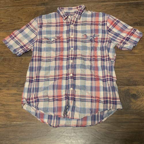Dockers Men's Short Sleeve Multicolored Button Up Plaid Casual Dress Shirt Sz Lg
