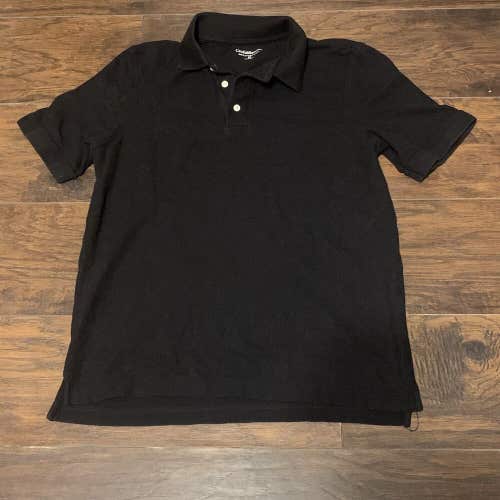Croft & Barrow Mens Short Sleeve Button Up Knit Casual Signature Polo Black Sz M