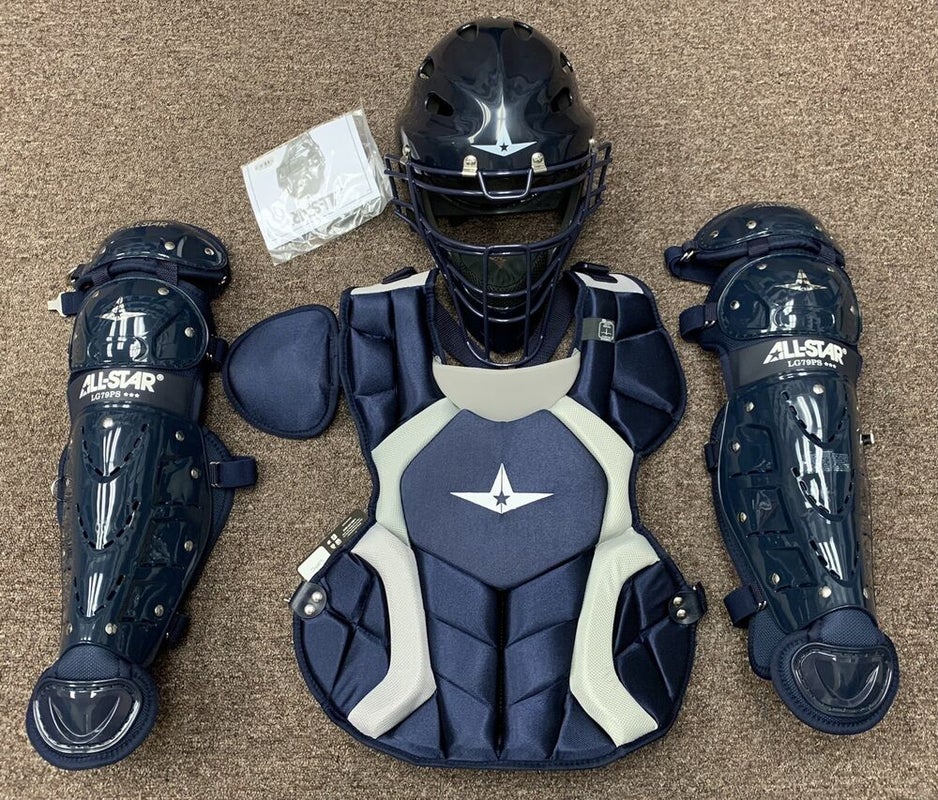 All Star Players Series Youth 10-12 Catchers Gear Set - Navy Blue Red