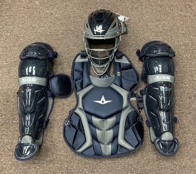 All Star System 7 Axis Youth 10-12 Catchers Gear Set - Navy Blue Grey