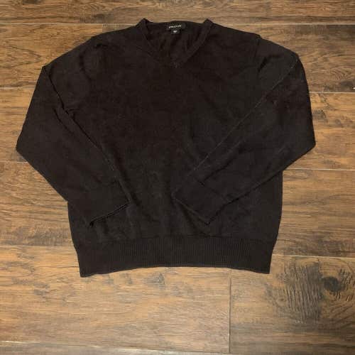 Structure Men's Long Sleeve Black Plain V-Neck Pullover Dress Sweater Size Large