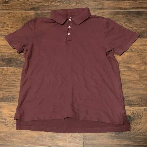 Simply Styled Men's Basic Solid Maroon Knit Cotton Button Up Polo Shirt Sz Large