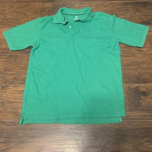 Covington Men's Casual Basic Solid Green Button Up Knit Cotton Polo Shirt Sz M