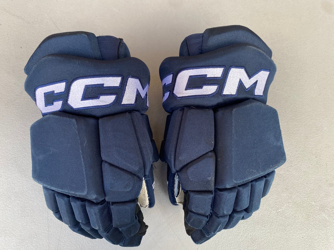CCM HGTK Tacks Pro Stock Hockey Gloves 14" Navy Blue 4452