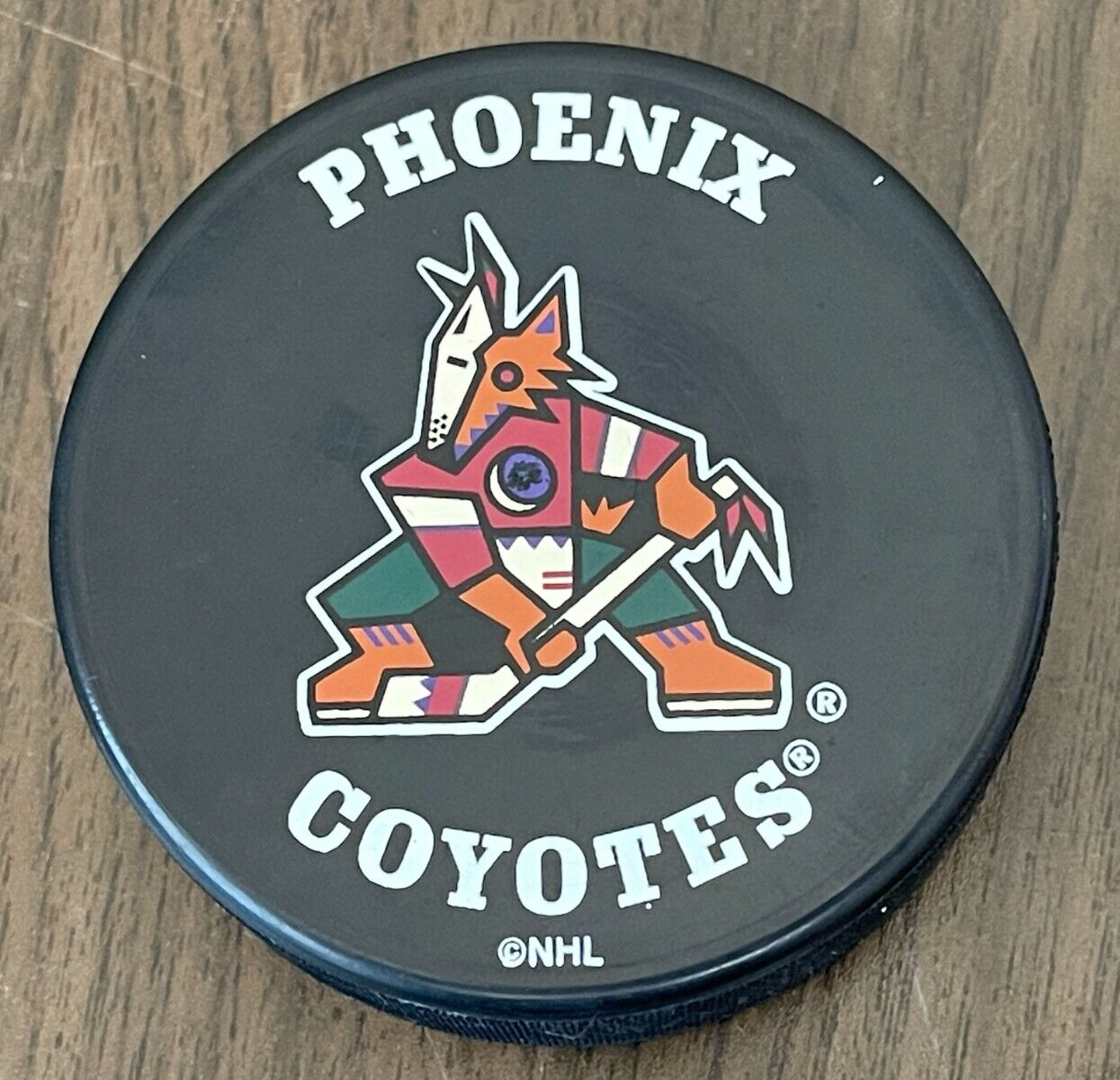 Arizona Coyotes Unsigned Inglasco Reverse Retro Logo Hockey Puck