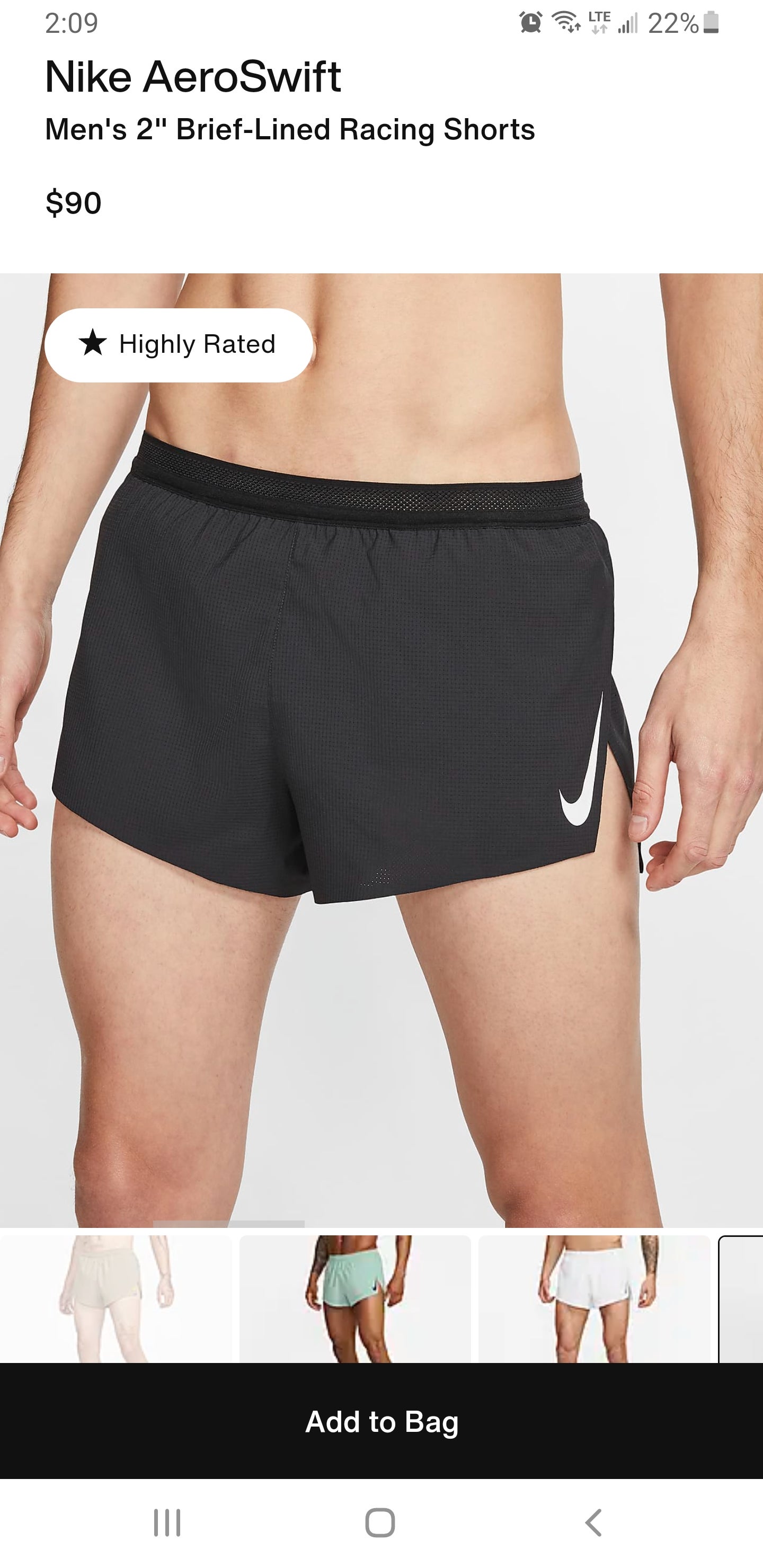 Nike AeroSwift Men's 2 Running Shorts CJ7837-010 (Black/White