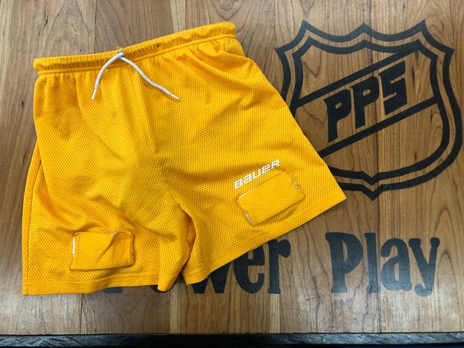 Used Bauer Mesh Jock Shorts w/cup Yth XL Yellow