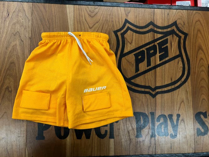 Used Bauer Mesh Jock Shorts w/cup Yth Small Yellow