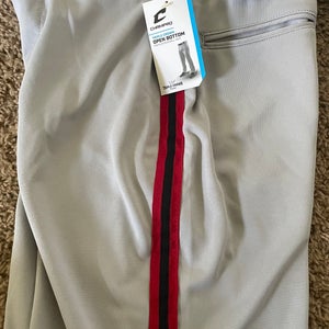 Champro Adult Small Gray w/ Red/Black Stripe Baseball Pants