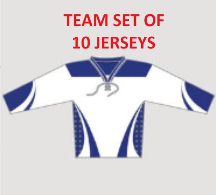 New Team Set of 10 ice hockey jerseys White / Royal Blue RYR Sr Men's League Lot