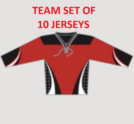 New Team Set of 10 ice hockey jerseys XXL Red/Black/White RYR SR Men's League