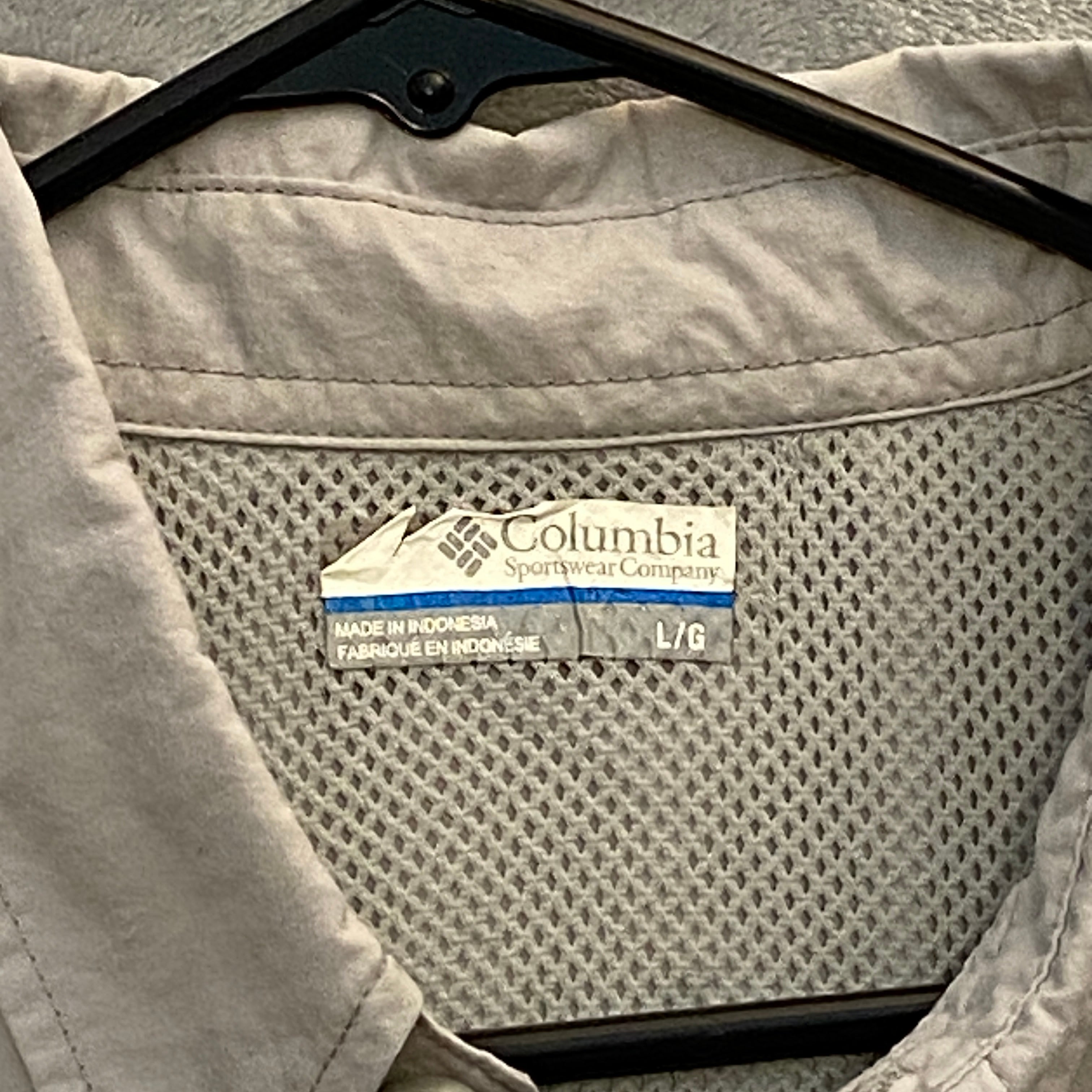 Columbia PFG Fishing Shirt Men Large Long Sleeve 100% Nylon Caped Vented Pockets