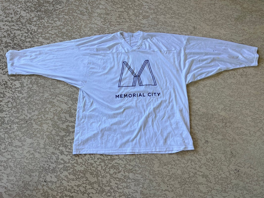 White Used Adult XL Memorial City CCM Hockey Jersey
