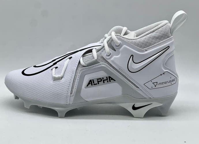 Size 9.5 Men's Nike Alpha Menace Pro 3 Football Cleats CT6649-109 White / Gray